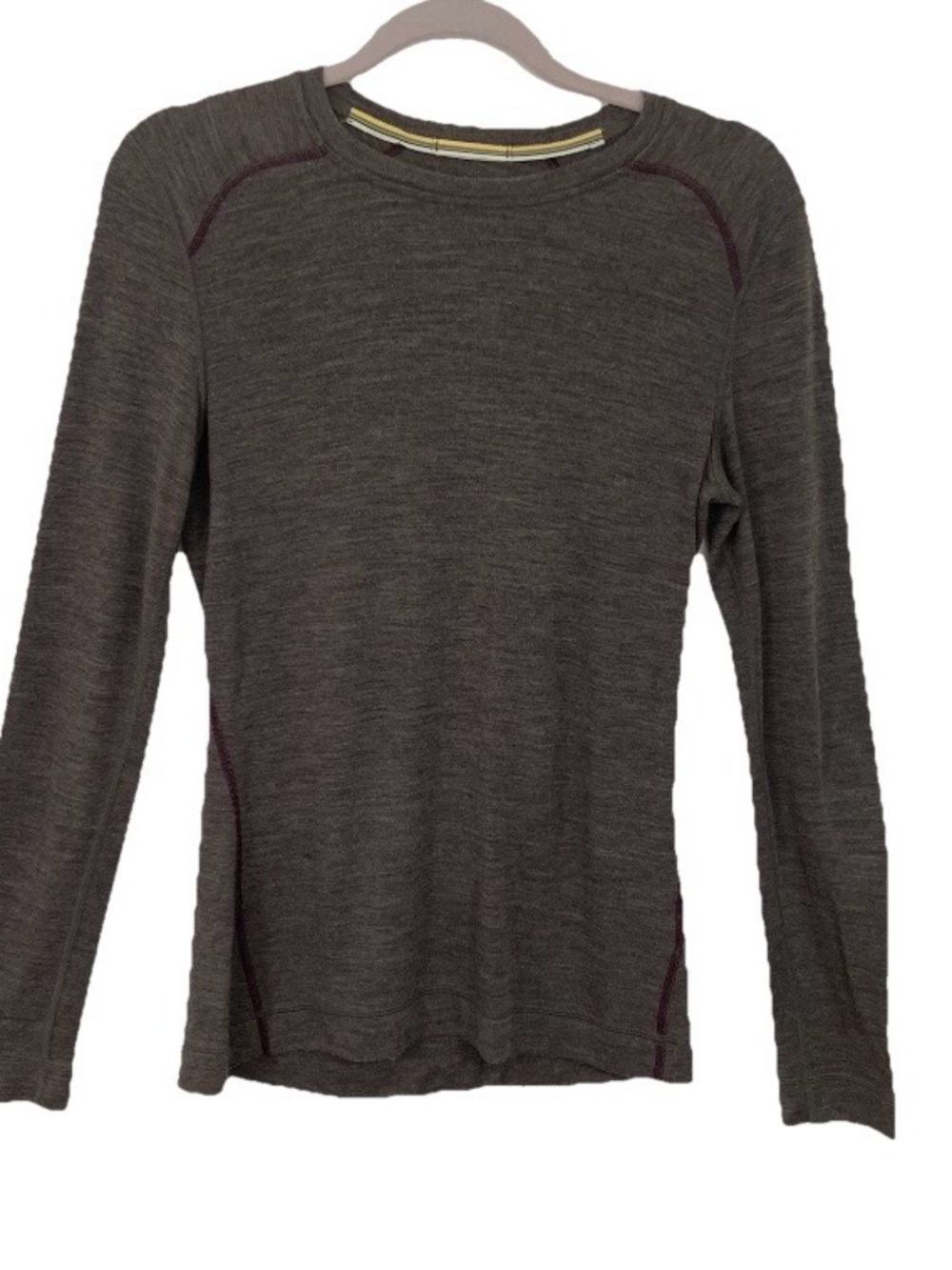 SMARTWOOL Women's Brown Merino Wool Long Sleeve Stretch V-Neck Baselayer Size LG